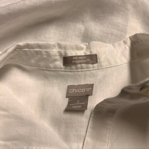 Chico's White Button Down No-Iron Blouse Size L - Picture 8 of 8